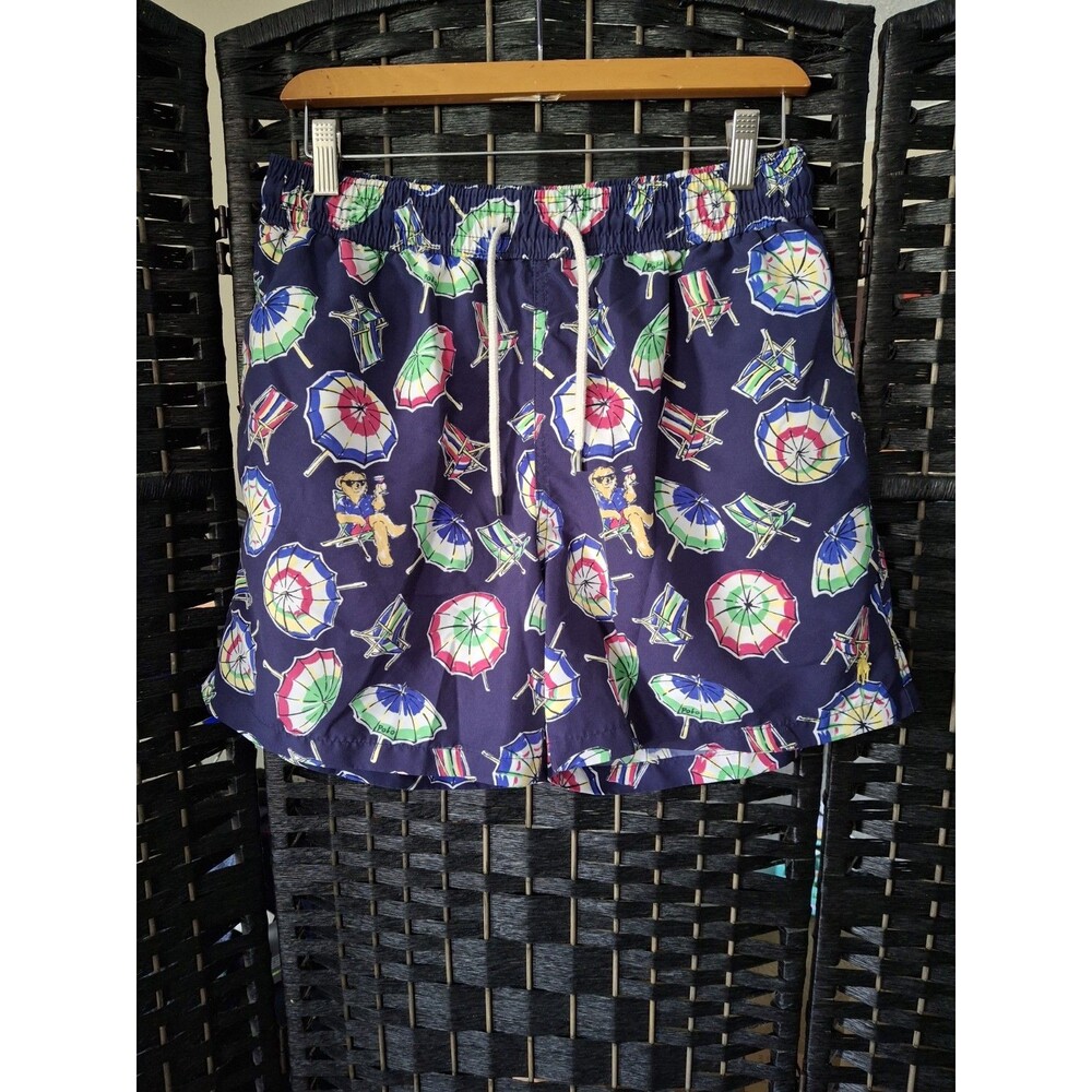 Polo Ralph Lauren Swim Trunks Mens Medium Polo Bear Umbrella Beach Pool Summer